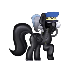 Size: 2000x2000 | Tagged: safe, artist:a_friendly_guest, derpibooru import, oc, oc:cloudy gale, pegasus, gas mask, image, latex, looking at you, mask, png, shiny, wonderbolts cap
