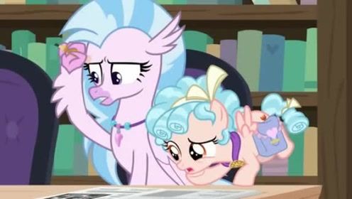 Size: 496x280 | Tagged: safe, derpibooru import, screencap, cozy glow, silverstream, hippogriff, pegasus, pony, school raze, beak, book, bow, cozy glow's bow, curly mane, duo, duo female, female, filly, flying, foal, folded wings, freckles, hair bow, image, jewelry, jpeg, looking at something, necklace, pencil, spread wings, tail, two toned mane, two toned tail, wings