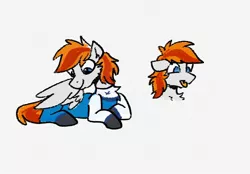 Size: 2048x1423 | Tagged: safe, artist:yaco, derpibooru import, oc, oc:felix gulfstream, pegasus, clothes, doodle, flight suit, image, jpeg, male, silly face