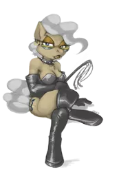 Size: 1300x1850 | Tagged: suggestive, artist:bluntwhiskey, derpibooru import, edit, mayor mare, anthro, unguligrade anthro, collar, cougar, dominatrix, female, glasses, image, png, simple background, sitting, solo, solo female, transparent background