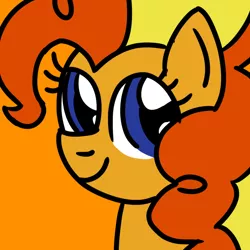 Size: 768x768 | Tagged: safe, artist:danielthebrony57, derpibooru import, bumblesweet, earth pony, pony, bumbledorable, bust, cute, female, g4, head, image, mare, orange background, png, portrait, simple background, smiling, solo, that was fast