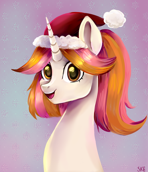 Size: 2501x2901 | Tagged: safe, artist:ske, derpibooru import, oc, unofficial characters only, pony, unicorn, commission, commission open, gift art, image, png, present, snow, snowflake, solo