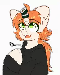Size: 1448x1822 | Tagged: safe, artist:etoz, derpibooru import, oc, oc:etoz, unofficial characters only, pony, unicorn, adorable distress, clothes, cute, dumb, eyebrows, eyebrows visible through hair, fangs, female, food, funny, funny face, hoodie, horn, horn impalement, image, mare, open mouth, png, silly, silly face, silly pony, solo, stupid, sushi, text, unicorn oc, unicorn problems