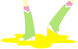 Size: 800x501 | Tagged: safe, artist:ponygamer2020, derpibooru import, fluttershy, equestria girls, boots, boots shot, clothes, food, high heel boots, honey, image, legs, pictures of legs, png, shoes, solo, stuck