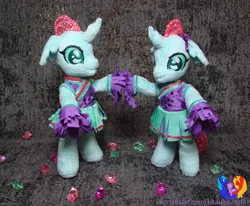 Size: 2792x2304 | Tagged: safe, artist:1stastrastudio, derpibooru import, ocellus, changedling, changeling, bipedal, cheerleader, cheerleader ocellus, cheerleader outfit, clothes, image, irl, jpeg, photo, plushie, self paradox, solo