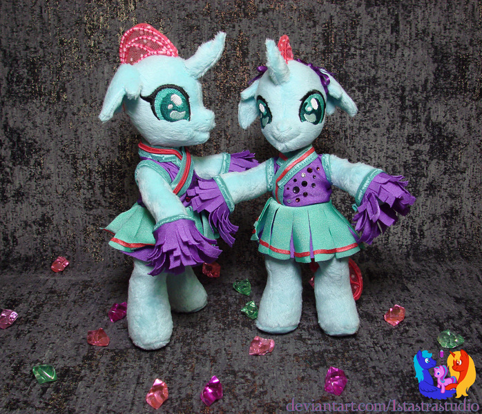 Size: 2681x2304 | Tagged: safe, artist:1stastrastudio, derpibooru import, ocellus, changedling, changeling, bipedal, cheerleader, cheerleader ocellus, cheerleader outfit, clothes, image, irl, jpeg, photo, plushie, self paradox, solo