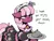 Size: 800x600 | Tagged: safe, cheerilee, earth pony, pony, blushing, clothes, dialogue, female, food, headdress, image, implied anon, maid, mare, png, simple background, solo, white background