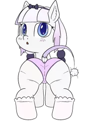 Size: 1000x1414 | Tagged: suggestive, artist:happy harvey, derpibooru import, ponified, earth pony, pony, anime, blushing, bow, butt, clothes, dock, dragon maid, drawn on phone, ear fluff, female, filly, foal, hair accessory, hair beads, hair bow, image, kanna kamui, looking at you, miss kobayashi's dragon maid, panties, pink underwear, png, raised tail, simple background, socks, tail, thigh highs, transparent background, underwear, wide hips