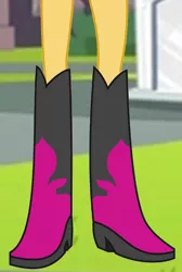 Size: 524x779 | Tagged: safe, derpibooru import, screencap, sunset shimmer, equestria girls, boots, boots shot, clothes, high heel boots, humane nine boots, image, jpeg, legs, nano23823 boots, pictures of legs, shoes, solo, sunset shimmer wearing her boots