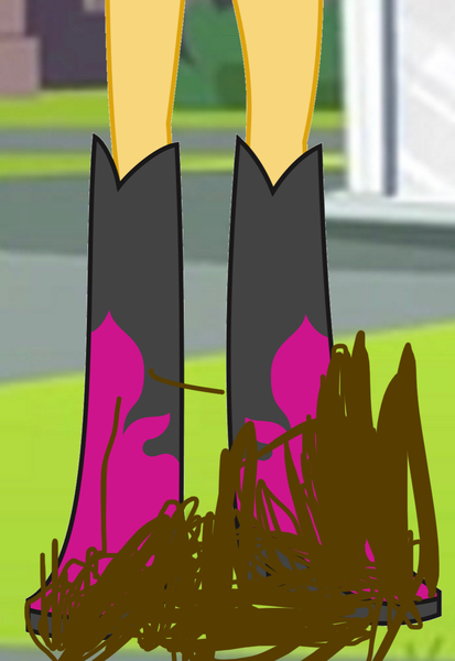 Size: 769x1118 | Tagged: safe, derpibooru import, screencap, sunset shimmer, equestria girls, 1000 hours in ms paint, boots, clothes, high heel boots, image, jpeg, legs, mud, mud puddles, muddy, muddy boots, muddy puddles, muddy shoes, pictures of legs, puddle, shoes, solo
