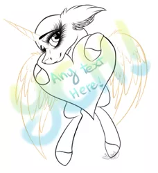 Size: 1551x1702 | Tagged: safe, artist:beamybutt, derpibooru import, oc, unofficial characters only, alicorn, pony, alicorn oc, bald, commission, eyelashes, heart, heart pillow, horn, image, pillow, png, simple background, smiling, solo, white background, wings, your character here