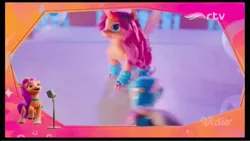 Size: 854x480 | Tagged: safe, derpibooru import, official, screencap, sunny starscout, alicorn, earth pony, my little pony: a new generation, advertisement, g5, image, indonesian, merchandise, microphone, png, remote control, roller skates, rtv, singing, television, toy, tv premiere, vidio