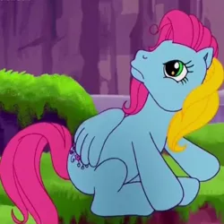 Size: 1200x1200 | Tagged: safe, derpibooru import, screencap, thistle whistle, pegasus, pony, friends are never far away, butterfly island, cropped, cute, female, flapping, flying, frown, g3, image, jpeg, mare, narrowed eyes, smiling, solo, solo focus, stay, thistle whistle can fly, thistle whistle is not amused, thistlebetes, unamused