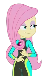 Size: 1214x2017 | Tagged: safe, derpibooru import, edit, edited screencap, screencap, fluttershy, equestria girls, equestria girls series, too hot to handle, background removed, clothes, dreamworks face, female, image, lidded eyes, not a vector, png, simple background, smug, smugshy, solo, swimsuit, transparent background, wetsuit