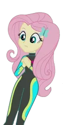 Size: 1116x2193 | Tagged: safe, derpibooru import, edit, edited screencap, screencap, fluttershy, blue crushed, equestria girls, equestria girls series, background removed, clothes, female, image, not a vector, png, simple background, solo, swimsuit, transparent background, wetsuit