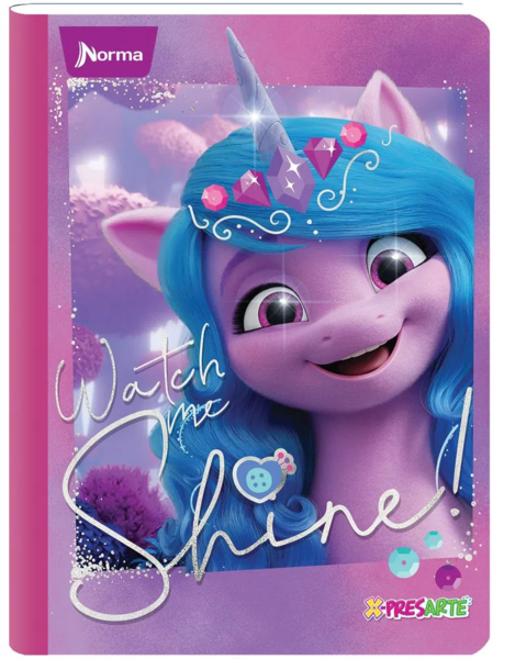 Size: 782x1000 | Tagged: safe, derpibooru import, official, izzy moonbow, unicorn, my little pony: a new generation, 2d, 3d, colombia, copybook, design, g5, image, jewelry, merchandise, png, shiny, sparkles