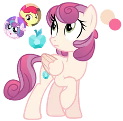 Size: 1280x1261 | Tagged: safe, artist:venomtwt-artistowo, derpibooru import, apple bloom, princess flurry heart, oc, pegasus, pony, the crystalling, female, image, magical lesbian spawn, mare, offspring, parent:apple bloom, parent:princess flurry heart, parents:flurrybloom, png, simple background, transparent background