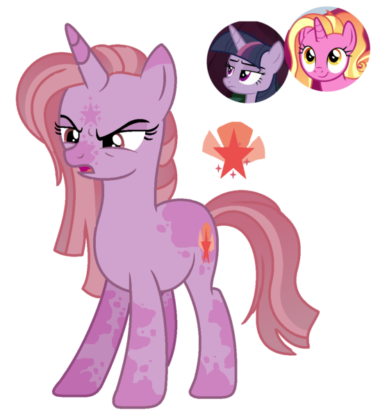 Size: 1196x1288 | Tagged: safe, artist:venomtwt-artistowo, derpibooru import, luster dawn, mean twilight sparkle, oc, pony, the last problem, the mean 6, base used, female, image, magical lesbian spawn, mare, offspring, parent:luster dawn, parent:mean twilight sparkle, png, simple background, transparent background