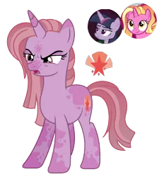 Size: 1196x1288 | Tagged: safe, artist:venomtwt-artistowo, derpibooru import, luster dawn, mean twilight sparkle, oc, pony, the last problem, the mean 6, base used, female, image, magical lesbian spawn, mare, offspring, parent:luster dawn, parent:mean twilight sparkle, png, simple background, transparent background
