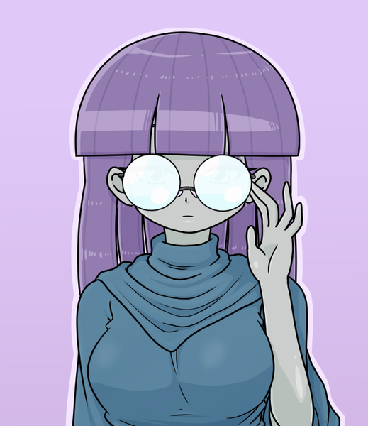 Size: 640x740 | Tagged: safe, alternate version, artist:batipin, derpibooru import, maud pie, equestria girls, breasts, glasses, image, looking at you, png