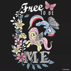 Size: 1080x1080 | Tagged: safe, artist:mylittleponyjpn, derpibooru import, official, part of a set, fluttershy, rainbow dash, butterfly, insect, pegasus, pony, black background, butterfly wings, duo, flower, image, instagram, jpeg, simple background, wings