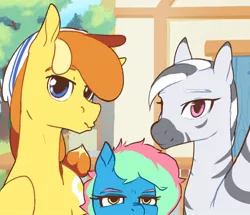 Size: 1200x1032 | Tagged: safe, artist:storyteller, derpibooru import, oc, oc:garbhán, oc:omelette, unofficial characters only, earth pony, zebra, duckface, image, jpeg, looking at you, selfie, smiling, unamused