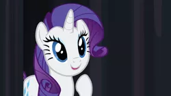 Size: 1920x1080 | Tagged: safe, derpibooru import, screencap, rarity, pony, unicorn, rarity takes manehattan, happy, image, manehattan, open mouth, open smile, png, simple background, smiling, solo