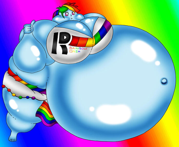 Size: 1024x838 | Tagged: questionable, artist:spit-fire233, derpibooru import, rainbow dash, equestria girls, :t, belly button, blimp, breasts, busty rainbow dash, female, image, inflation, jpeg, outie belly button, puffy cheeks, rainblimp dash, solo, solo female, sumo, thumbs up