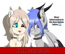 Size: 2481x2076 | Tagged: safe, artist:melodytheartpony, derpibooru import, oc, oc:melody silver, dracony, dragon, earth pony, hybrid, :p, background, best friends, choker, commission, fangs, female, fundraiser, horns, image, piercing, png, pretty, signature, smiling, tongue out, wholesome, ych event, your character here