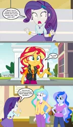 Size: 1136x1970 | Tagged: safe, artist:silverbuller, derpibooru import, princess celestia, princess luna, rarity, sunset shimmer, equestria girls, comic, image, jpeg, principal celestia, vice principal luna