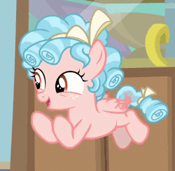 Size: 716x698 | Tagged: safe, derpibooru import, screencap, cozy glow, pegasus, pony, marks for effort, season 8, spoiler:s08, animated, bow, cozybetes, cropped, curly mane, cute, excited, female, filly, flying, foal, freckles, gif, image, ribbon, small wings, smiling, solo, talking, two toned mane, wings