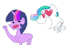 Size: 4000x2500 | Tagged: source needed, safe, derpibooru import, princess celestia, twilight sparkle, human head pony, original species, unicorn, 1000 hours in ms paint, big head, breasts, chestbreasts, female, finger, heart eyes, high res, image, impossibly large head, lesbian, lips, lipstick, no tail, open mouth, open smile, png, shipping, simple background, smiling, spread wings, transparent background, twilestia, unicorn twilight, vulgar description, wat, wingboner, wingding eyes, wings