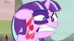 Size: 3166x1782 | Tagged: source needed, safe, derpibooru import, edit, edited screencap, screencap, starlight glimmer, pony, unicorn, season 5, the cutie map, 1000 hours in ms paint, abuse, abuse edit, angry, bad edit, glimmerbuse, gritted teeth, image, png, quiet, s5 starlight, starlight is not amused, this will not end well, unamused