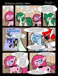 Size: 1024x1338 | Tagged: safe, artist:rammzblood, derpibooru import, pinkie pie, trixie, wallflower blush, comic, image, jpeg, pinkamena diane pie