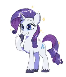 Size: 1190x1404 | Tagged: safe, artist:fanzeem, derpibooru import, rarity, pony, unicorn, blushing, cutie mark, female, image, jpeg, mare, raised hoof, smiling, solo, sparkles, unshorn fetlocks, white, wingdings