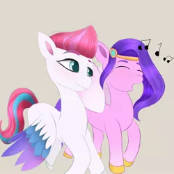 Size: 2048x2048 | Tagged: safe, artist:pipp_petal, derpibooru import, pipp petals, zipp storm, pegasus, pony, my little pony: a new generation, female, g5, image, jpeg, mare, siblings, simple background, singing, sisters