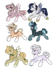 Size: 400x566 | Tagged: safe, artist:rose-moonlightowo, derpibooru import, oc, unofficial characters only, alicorn, earth pony, pegasus, pony, unicorn, alicorn oc, base used, coat markings, colored wings, earth pony oc, facial markings, glasses, horn, image, jpeg, magical lesbian spawn, neck fluff, offspring, parent:big macintosh, parent:cheese sandwich, parent:flash sentry, parent:fluttershy, parent:pinkie pie, parent:princess cadance, parent:rainbow dash, parent:shining armor, parent:soarin', parent:starlight glimmer, parent:trixie, parent:twilight sparkle, parents:cheesepie, parents:flashlight, parents:fluttermac, parents:shiningcadance, parents:soarindash, parents:startrix, pegasus oc, simple background, snip (coat marking), socks (coat marking), unicorn oc, unshorn fetlocks, white background, wings