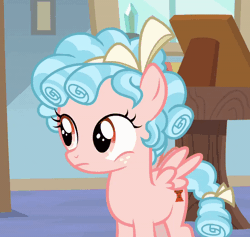 Size: 800x759 | Tagged: safe, derpibooru import, screencap, cozy glow, pegasus, pony, marks for effort, spoiler:s08, animated, blanket, bow, covering, cozybetes, cropped, curly mane, cute, female, filly, foal, freckles, gif, image, not sure if want, pillow, solo, surprised