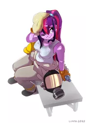 Size: 2661x3800 | Tagged: safe, artist:lummh, derpibooru import, oc, unofficial characters only, human, equestria girls, clothes, female, firefighter, firefighter helmet, gas mask, helmet, image, mask, not twilight sparkle, png, simple background, smiley face, smiling, suit, uniform, wet