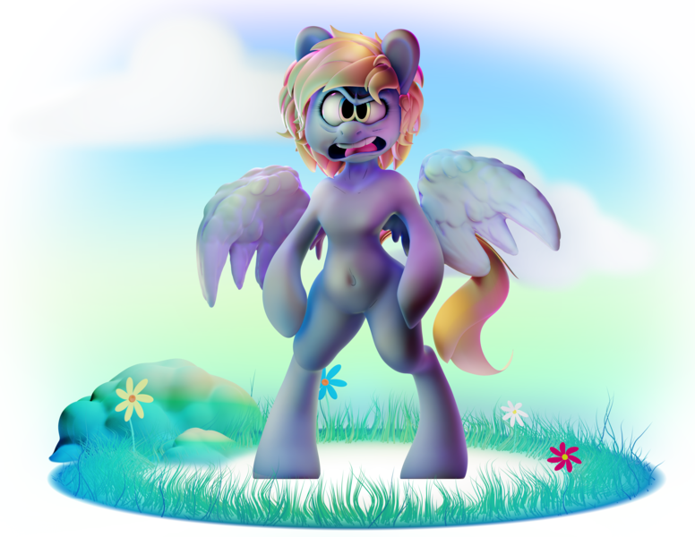 Size: 4820x3729 | Tagged: safe, artist:extradan, derpibooru import, oc, oc:jerky hooves, pegasus, semi-anthro, 3d, bipedal, high res, image, png, simple background, transparent background