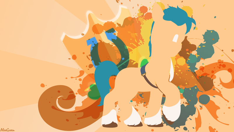 Size: 3840x2160 | Tagged: safe, artist:1alexgreen1, derpibooru import, hitch trailblazer, earth pony, pony, my little pony: a new generation, abstract background, coat markings, cutie mark, g5, horseshoes, image, male, orange background, png, signature, simple background, socks (coat marking), solo, stallion, sunburst background, wallpaper