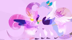 Size: 3840x2160 | Tagged: safe, artist:1alexgreen1, derpibooru import, queen haven, pegasus, pony, my little pony: a new generation, abstract background, crown, cutie mark, female, g5, image, jewelry, mare, necklace, pegasus crystal, png, regalia, signature, solo, sunburst background, wallpaper, wings