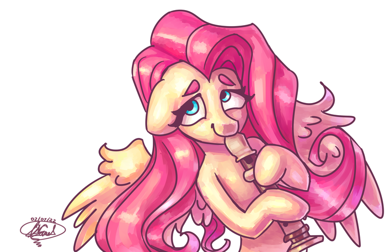 Size: 2150x1400 | Tagged: safe, artist:mannybcadavera, derpibooru import, fluttershy, pegasus, pony, dexterous hooves, female, hoof hold, image, mare, musical instrument, png, recorder, simple background, smiling, solo, white background