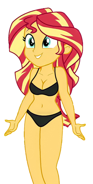 Size: 733x1440 | Tagged: suggestive, derpibooru import, edit, edited screencap, editor:ah96, screencap, sunset shimmer, equestria girls, legend of everfree, background removed, belly button, black bra, black panties, black underwear, bra, breast edit, breasts, cleavage, clothes, cute, image, not a vector, png, shimmerbetes, simple background, solo, transparent background, underwear