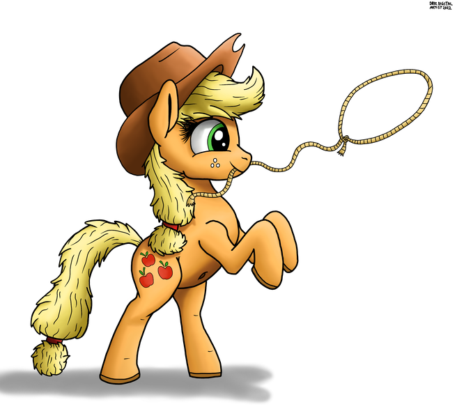 Size: 2628x2403 | Tagged: safe, artist:db32 digital artist, derpibooru import, applejack, earth pony, pony, applejack's hat, belly button, bipedal, cowboy hat, female, hat, image, lasso, png, rope, simple background, solo, white background