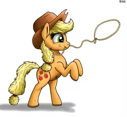 Size: 2628x2403 | Tagged: safe, artist:db32 digital artist, derpibooru import, applejack, earth pony, pony, applejack's hat, belly button, bipedal, cowboy hat, female, hat, image, lasso, png, rope, simple background, solo, white background