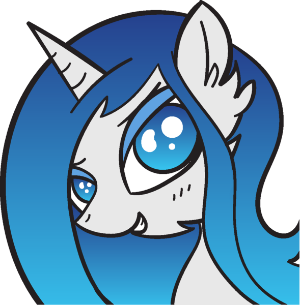 Size: 1134x1155 | Tagged: safe, artist:pisklakozaur, derpibooru import, oc, unofficial characters only, pony, unicorn, ear fluff, female, grin, horn, image, mare, png, simple background, smiling, solo, transparent background, unicorn oc