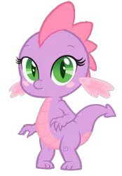 Size: 400x576 | Tagged: safe, artist:queencold, color edit, derpibooru import, edit, editor:lunarangel, spike, dragon, baby, baby dragon, barb, barbabetes, colored, cute, dragoness, female, image, looking at you, png, rule 63, rule63betes, simple background, solo, spiketta, transparent background, vector