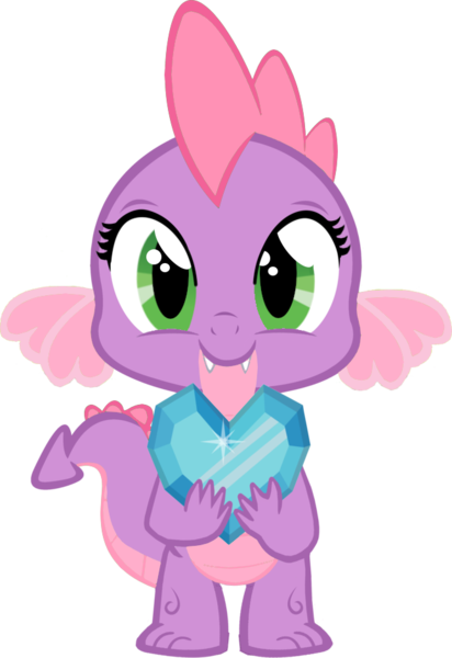 Size: 649x945 | Tagged: safe, artist:angel147196, derpibooru import, editor:lunarangel, spike, barb, barbabetes, crystal heart, cute, eye shimmer, female, hnnng, holding, image, looking at you, pink, png, rule 63, rule63betes, simple background, smiling, solo, spiketta, transparent background, vector
