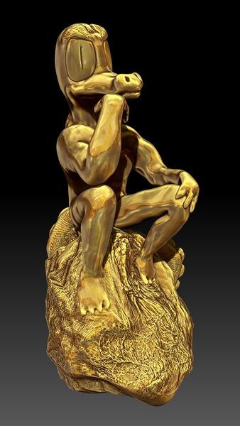 Size: 720x1280 | Tagged: safe, artist:slabs37, derpibooru import, gummy, alligator, anthro, reptile, 3d, anthro pets, craft, fine art parody, gummy the deep thinker, image, jpeg, parody, sculpture, statue, the thinker